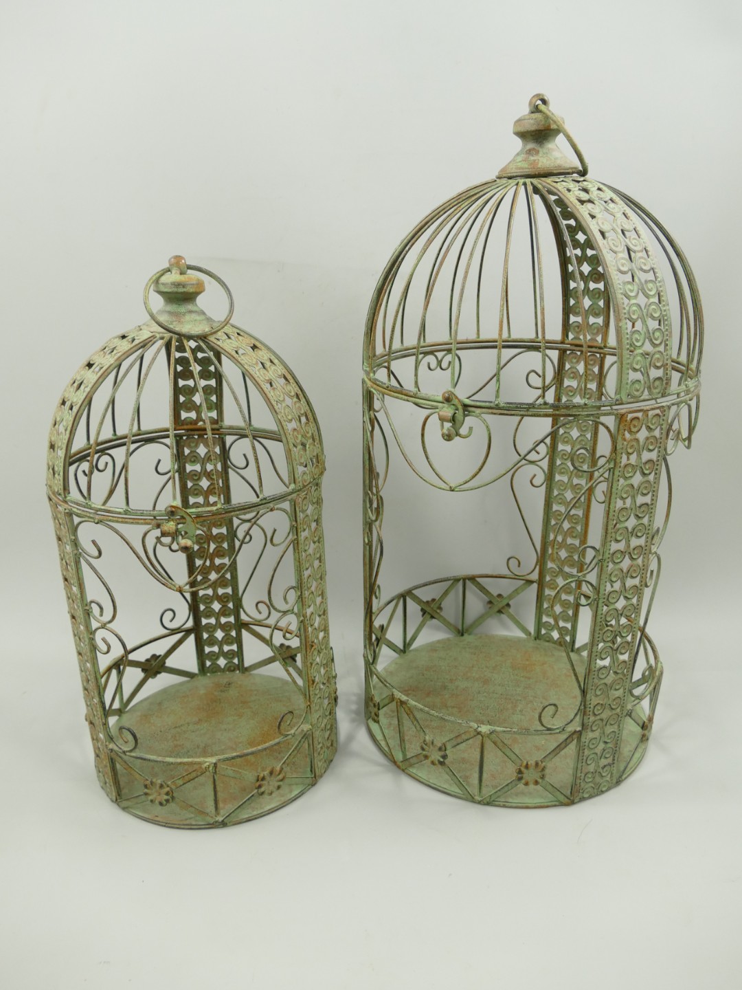 Käfig Eisen rust. farbig Set/2 H.46/60-D.24/30cm Käfig Eisen rust. farbig Set/2 H.46/60-D.24/30cm