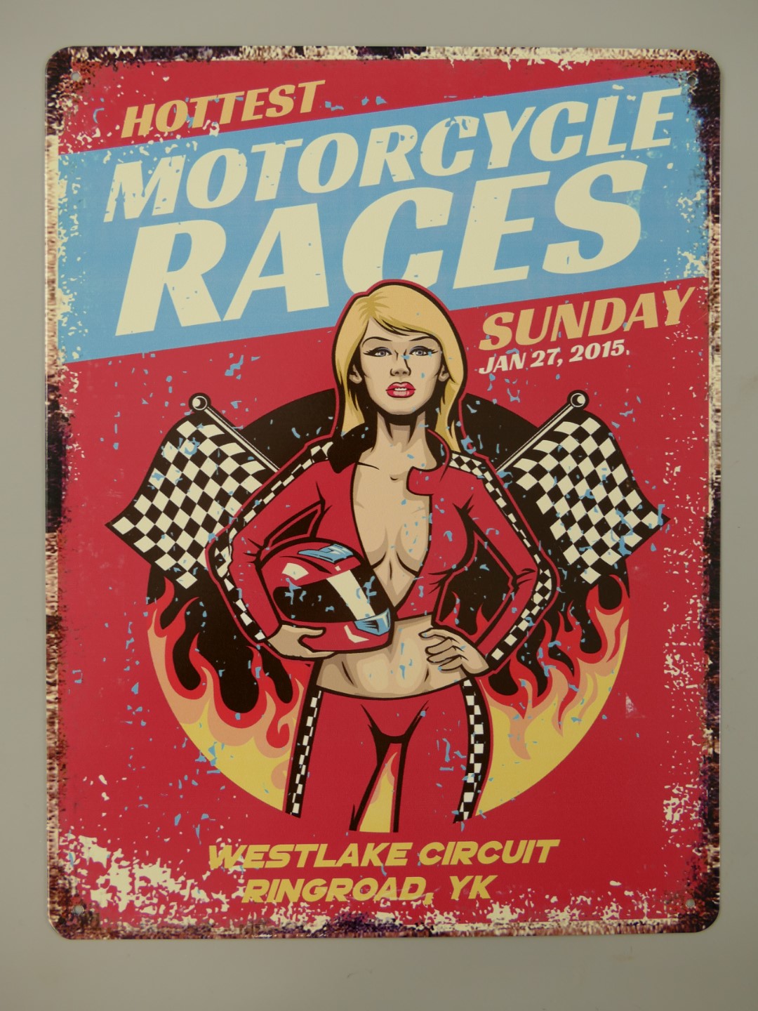 Wandschild Eisen Motorcycle Races H.33x25cm Wandschild Eisen Motorcycle Races H.33x25cm