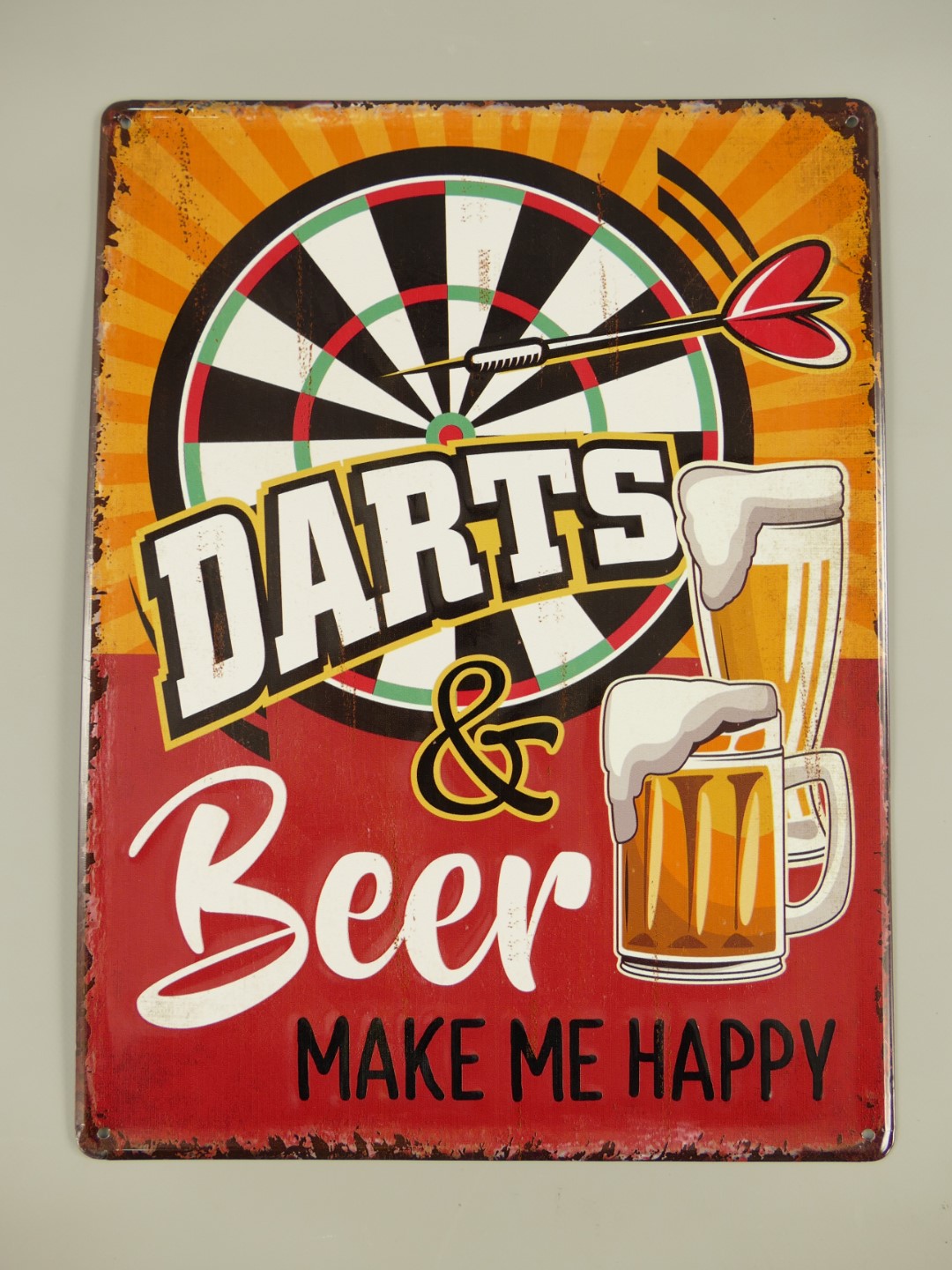 333F24a Wandschild(Gestanzt) Darts & Beer H.40x30cm