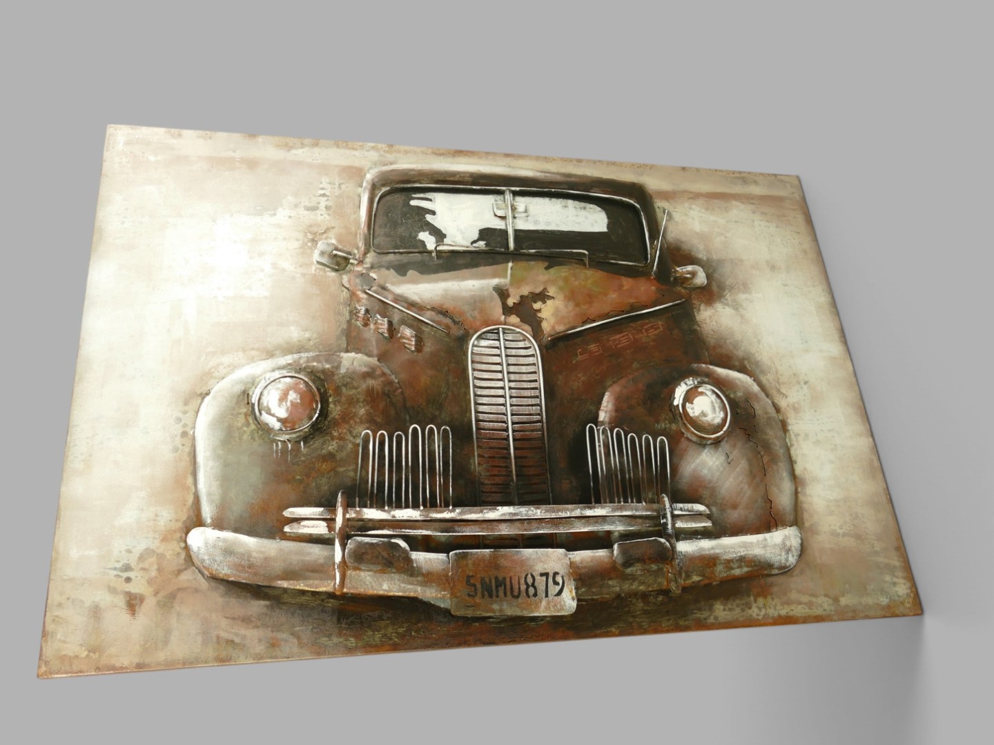 (*) Metallbild (3D) Auto Eisen L.120x80cm
