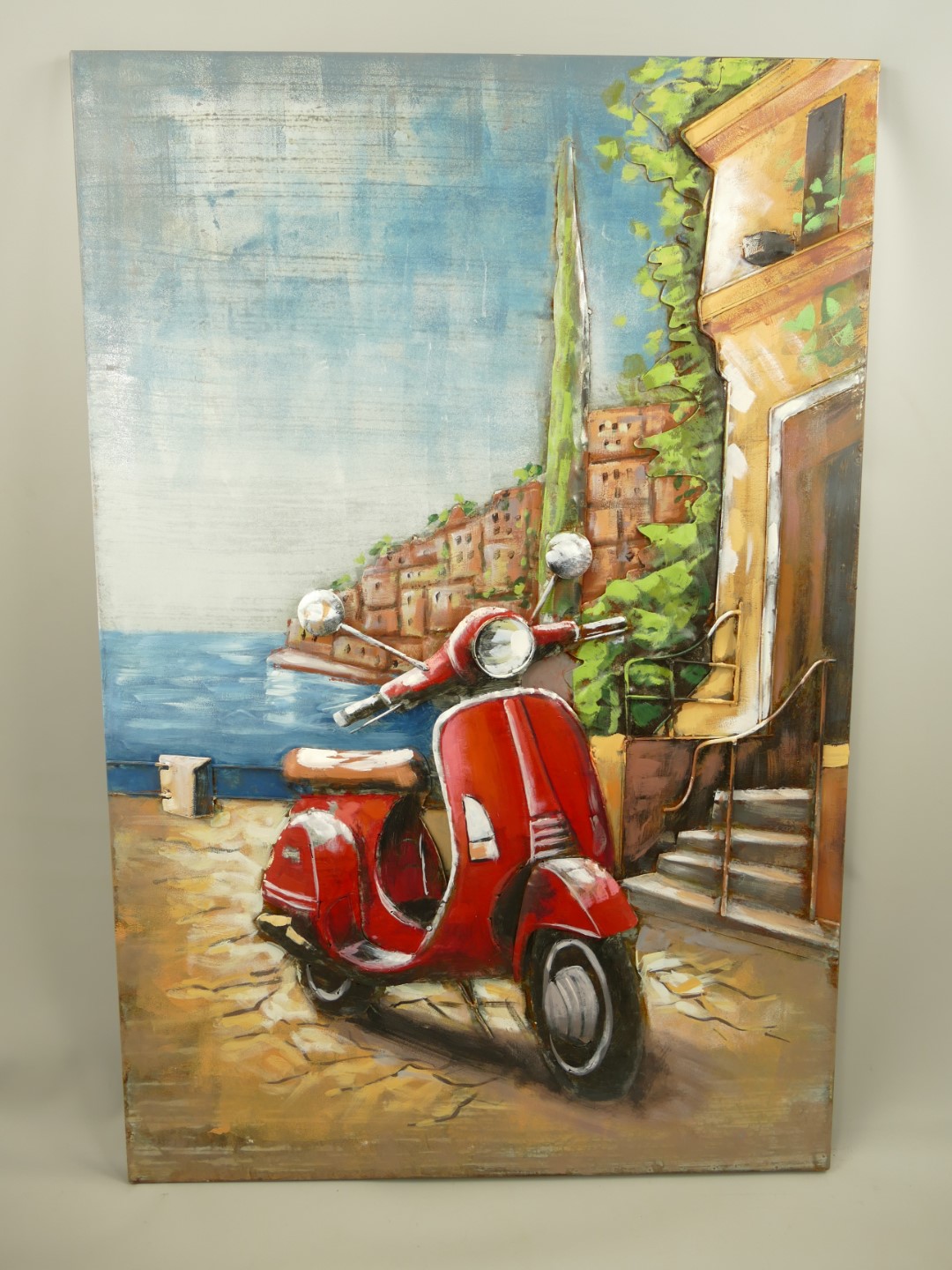 (*) Metallbild (3D) Eisen Scooter H.120x80cm