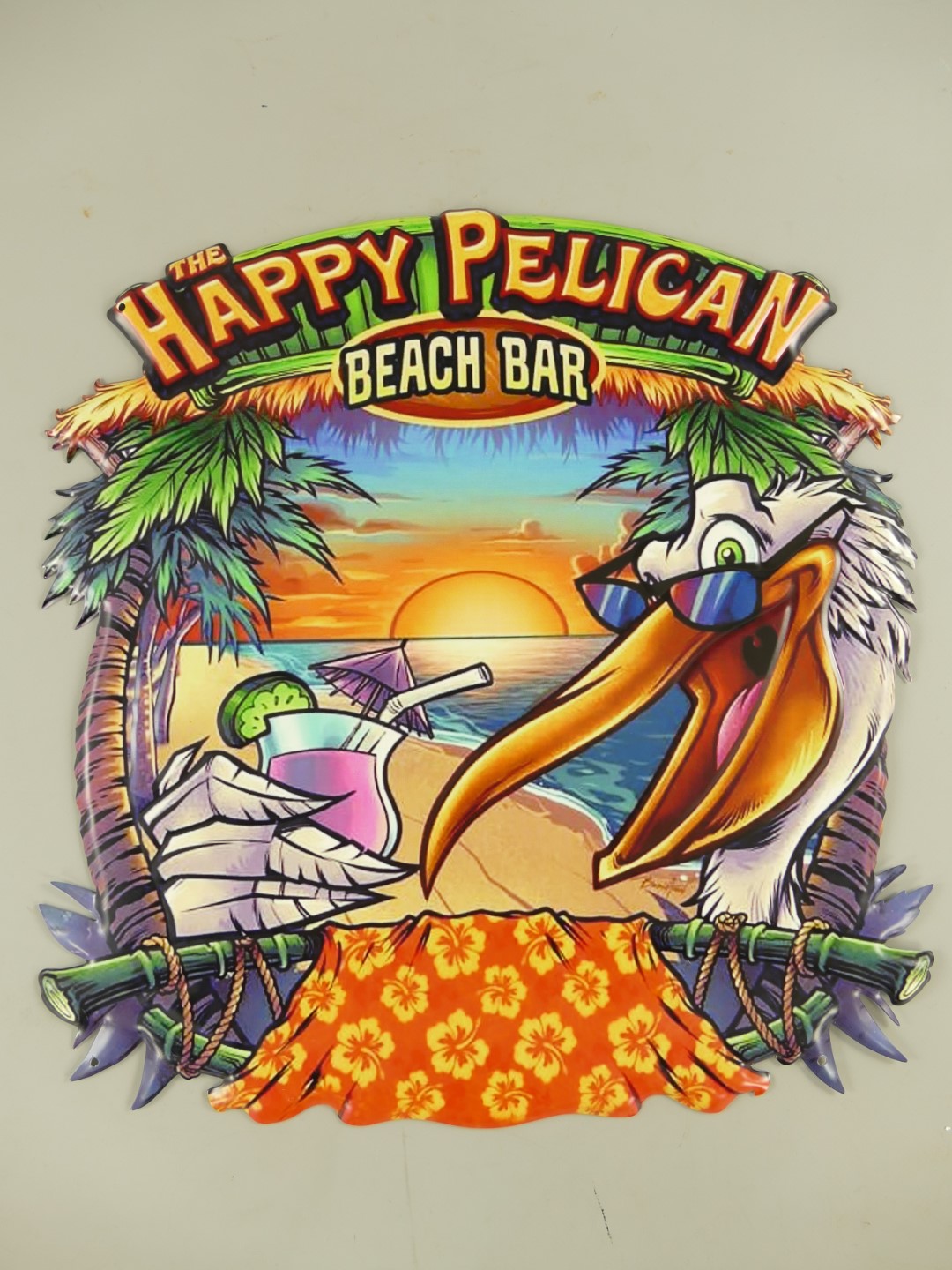 Wandschild(Gestanz) Eisen Happy Pelican bar H.45cm