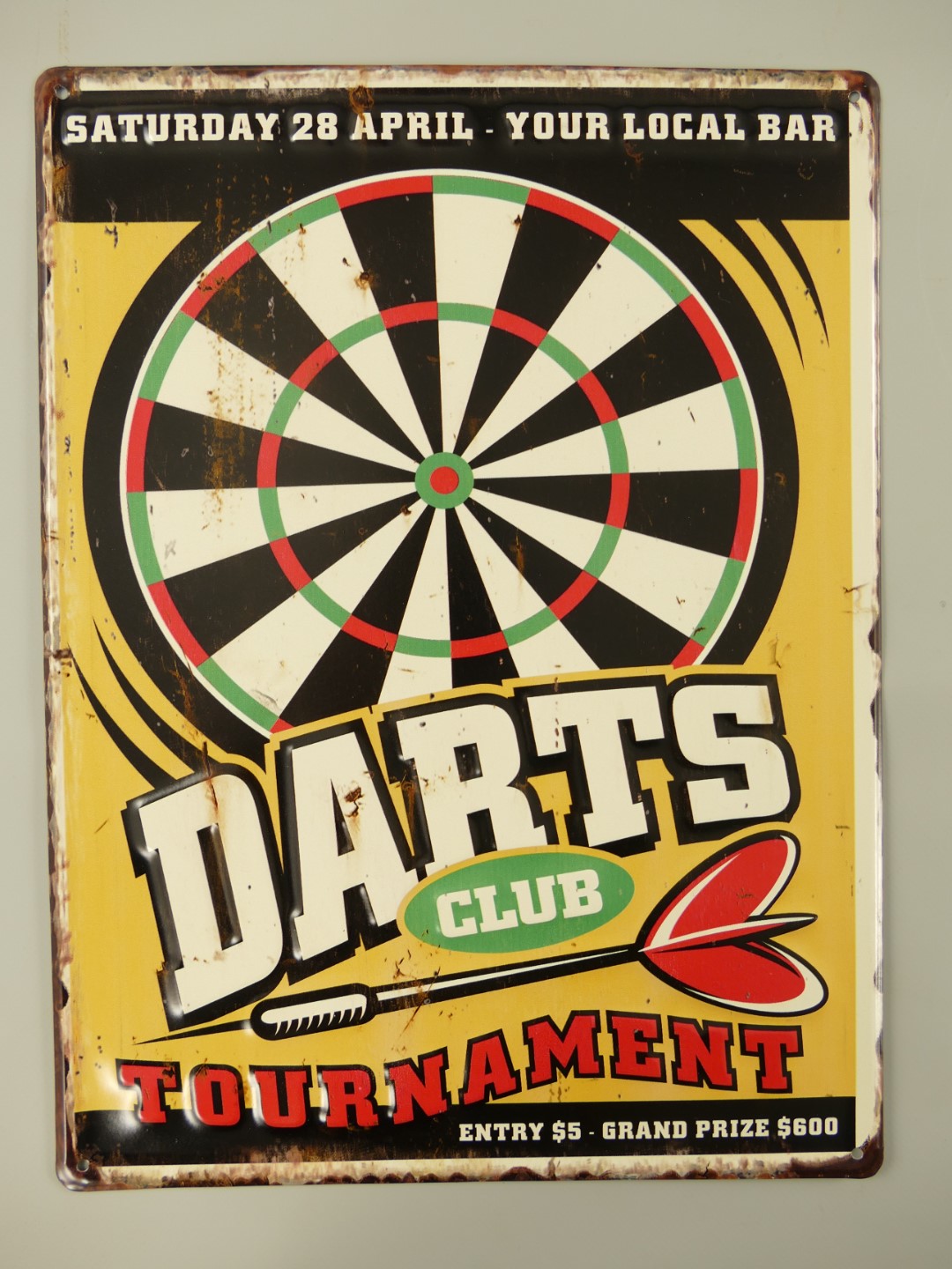 333F31a Wandschild(Gestanzt) Darts Club H.40x30cm