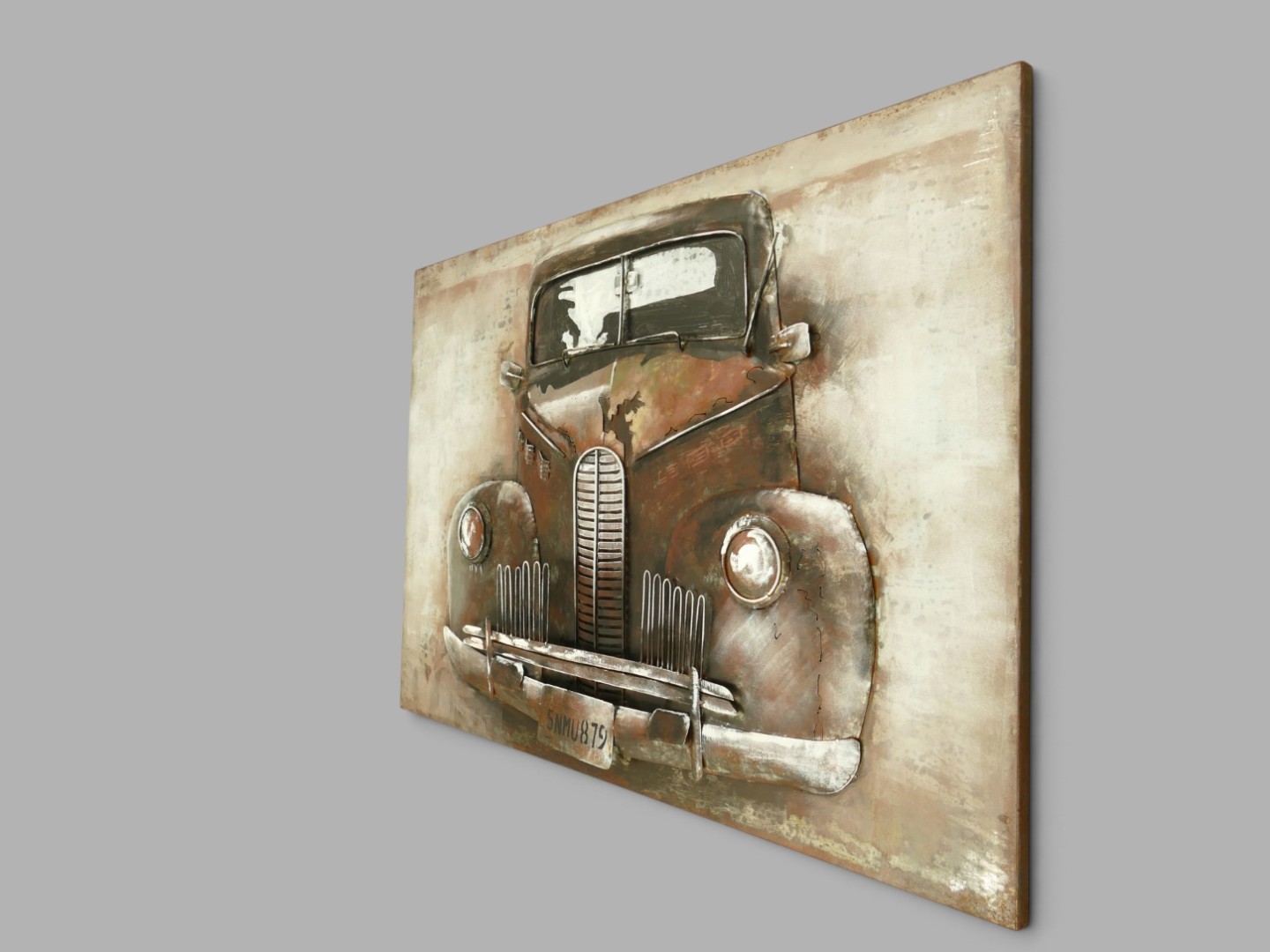 (*) Metallbild (3D) Auto Eisen L.120x80cm