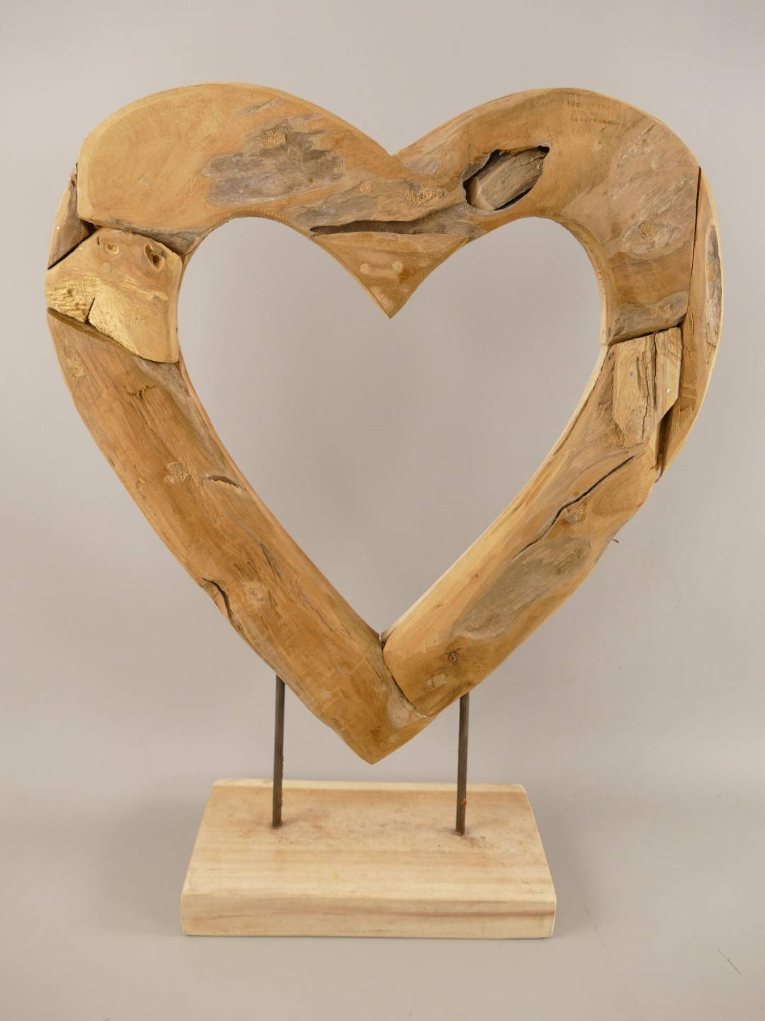 ?? *NT Deko Herz Teak Holz/Eisen H.50cm ?? *NT Deko Herz Teak Holz/Eisen H.50cm