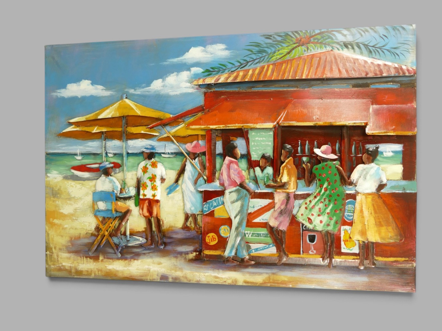(*) Metallbild (3D) Strandhütte Eisen L.120x80cm