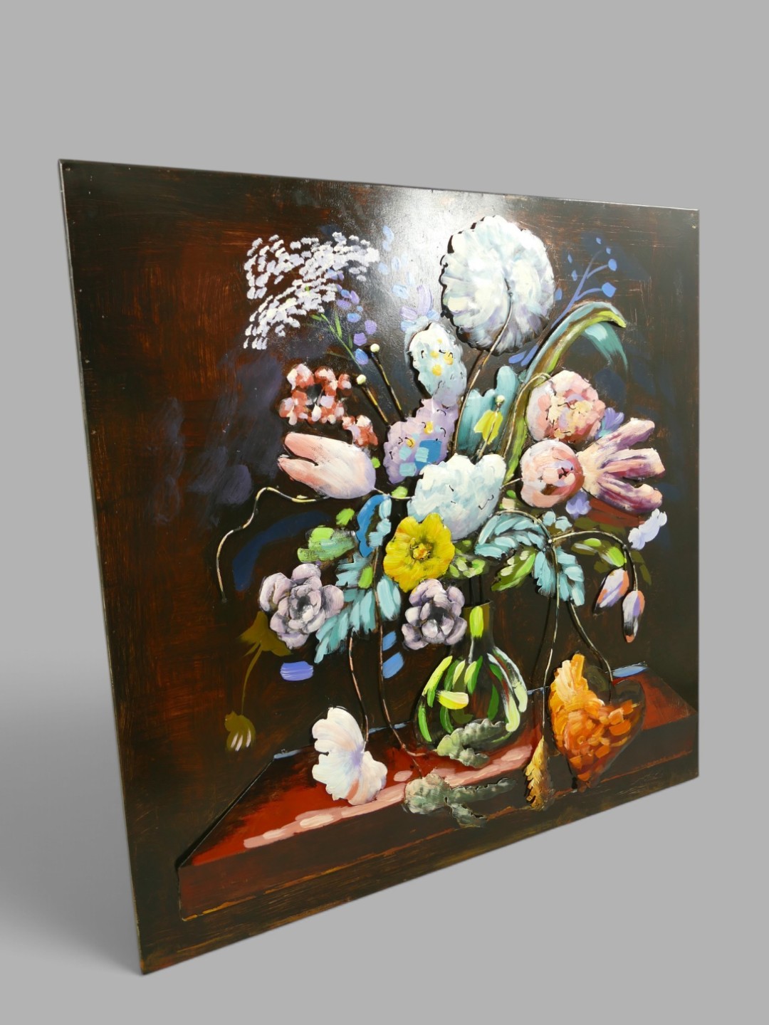 (*) Metallbild (3D) Blumen Eisen H.80x80cm