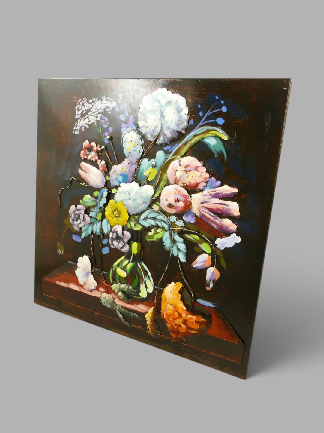 (*) Metallbild (3D) Blumen Eisen H.80x80cm