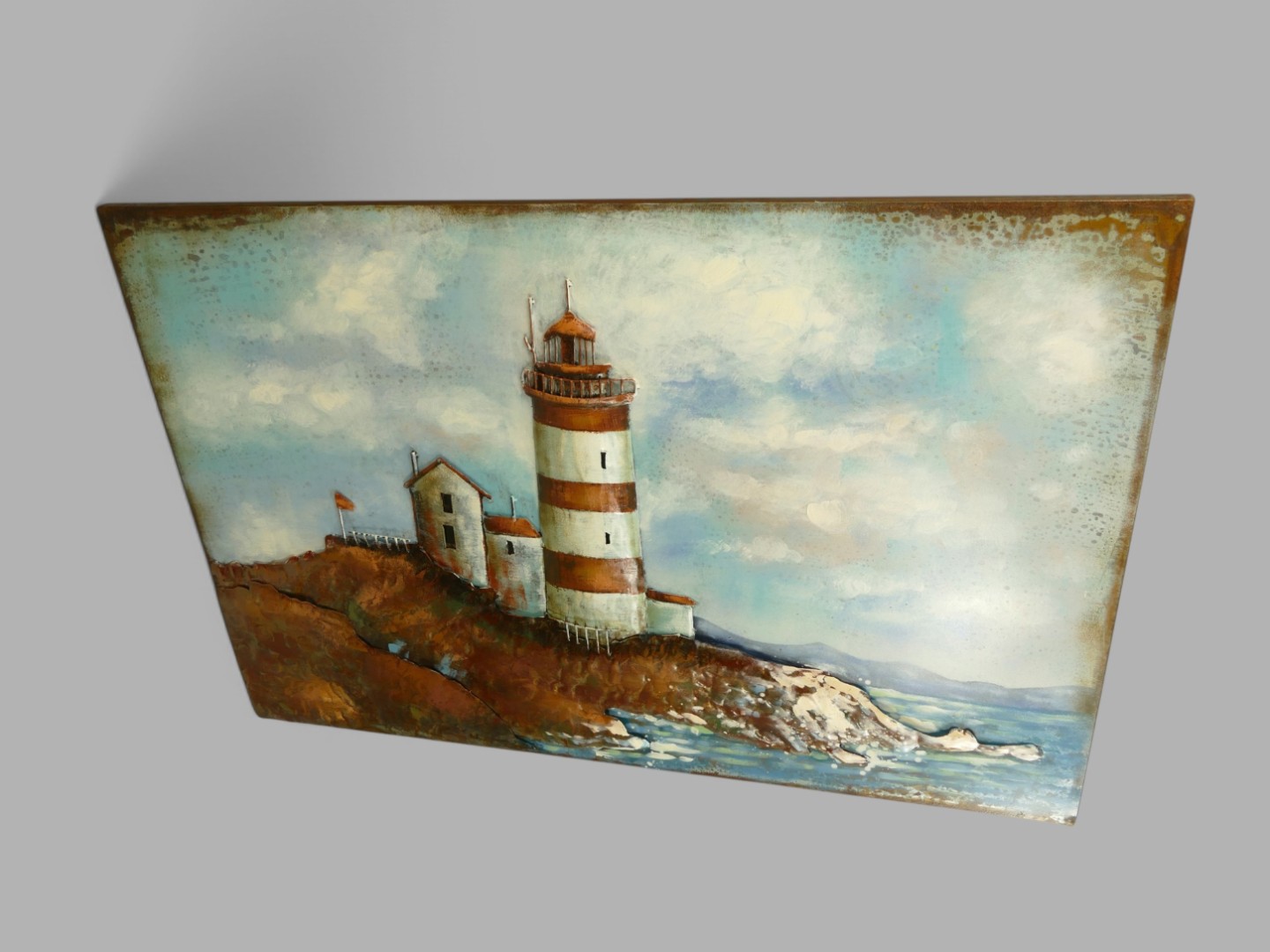 (*) Metallbild (3D) Leuchtturm Eisen L.120x80cm
