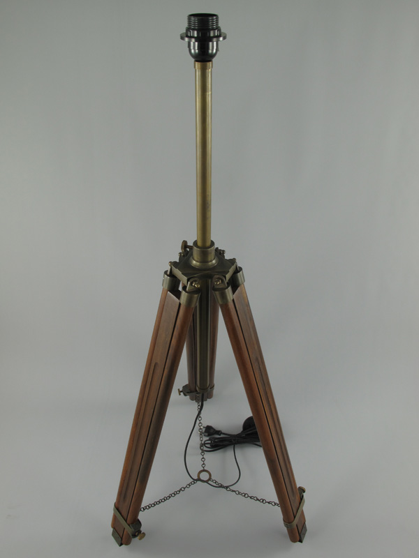 *ANG. Lampe Fuss Holz Messing brüniert H.90/150cm *ANG. Lampe Fuss Holz Messing brüniert H.90/150cm