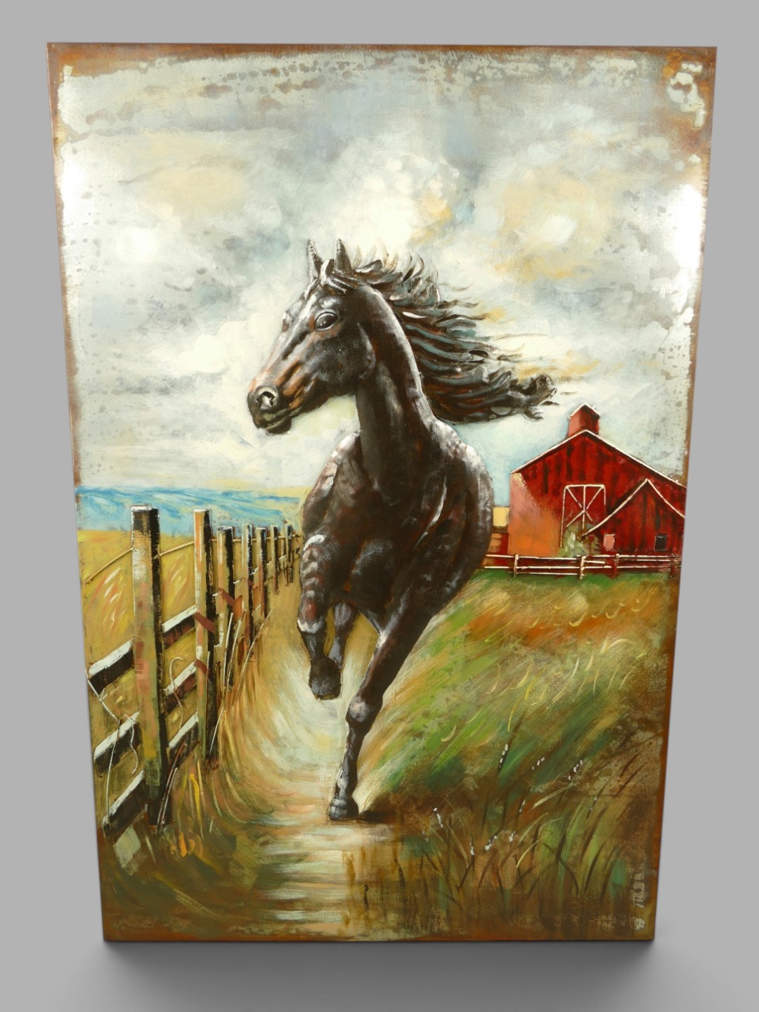 (*) Metallbild (3D) Pferd Eisen H.120x80cm