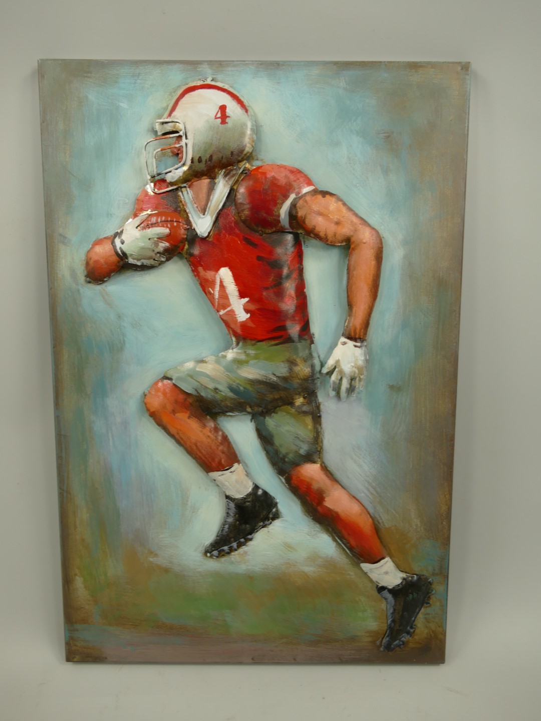#Metallbild (3D) Eisen Rugby-Spieler H.60x40cm #Metallbild (3D) Eisen Rugby-Spieler H.60x40cm