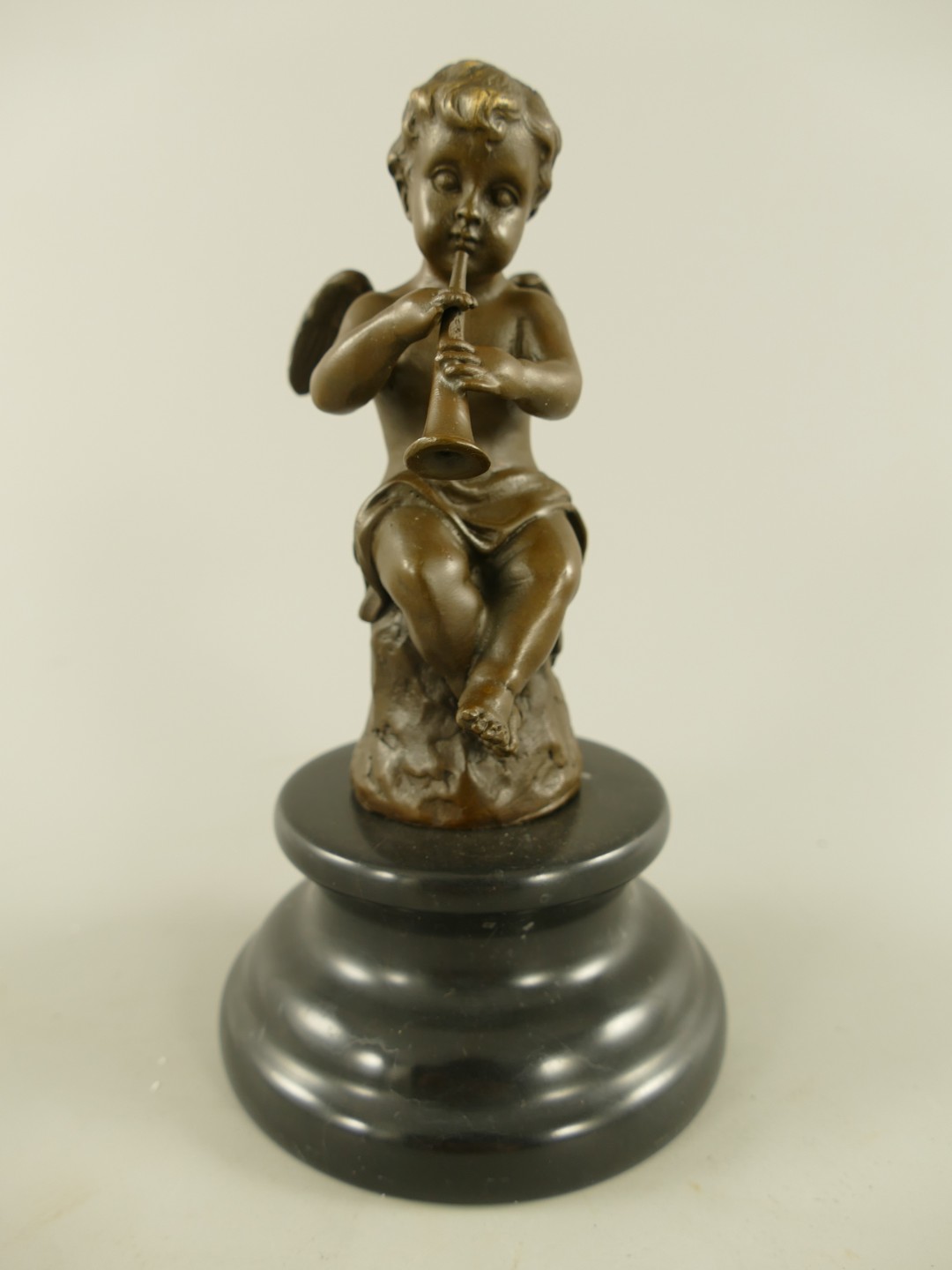 Figur Bronze Engel mit Trompete  H.18x10cm
