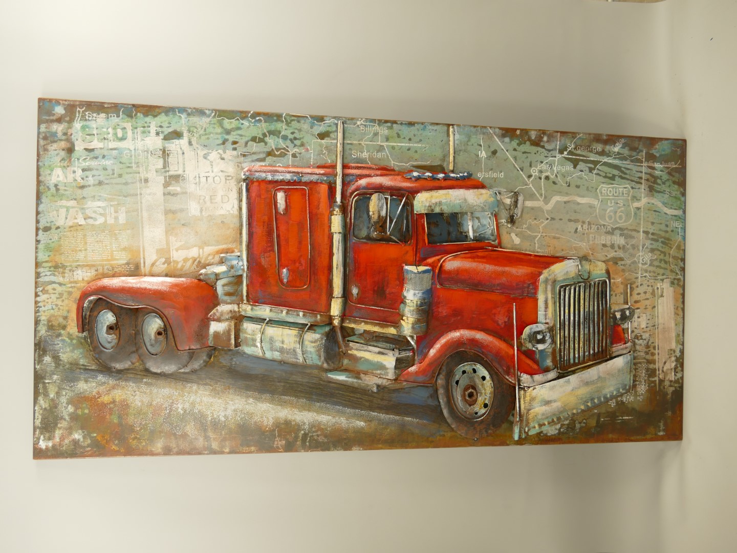 (*) Metallbild (3D) Eisen LKW L.140x70cm