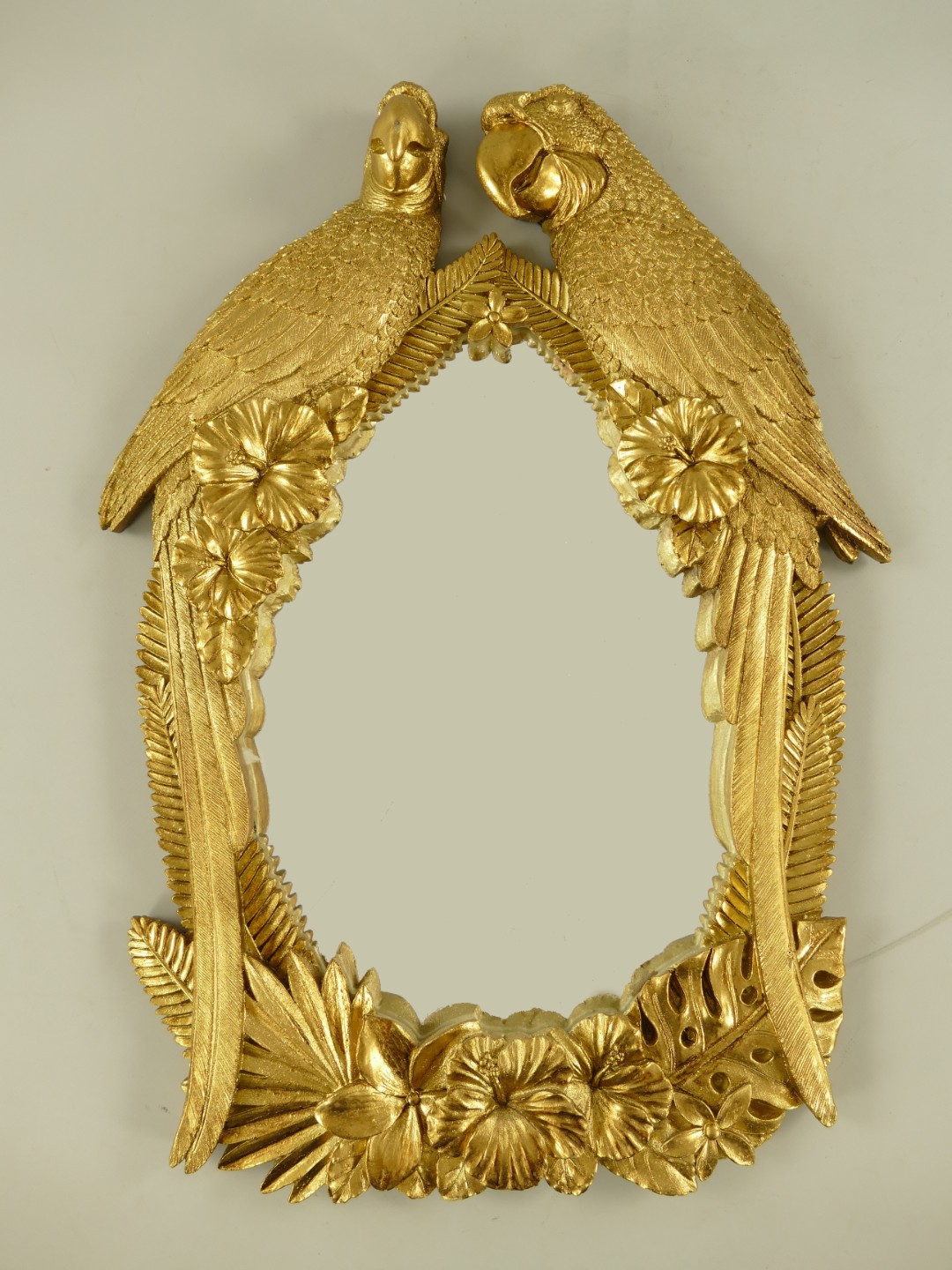 Wandspiegel Papageien Polystein gold H.59cm