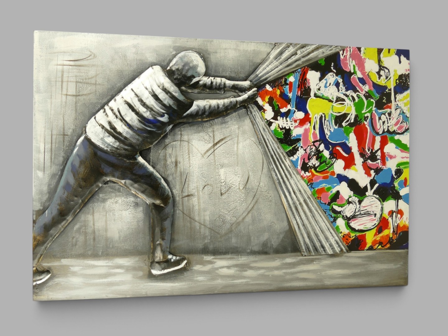 (*) Metallbild (3D) Banksy Eisen L.120x80cm