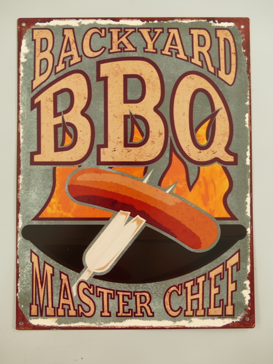 Wandschild Eisen Backyard BBQ H.33x25cm Wandschild Eisen Backyard BBQ H.33x25cm