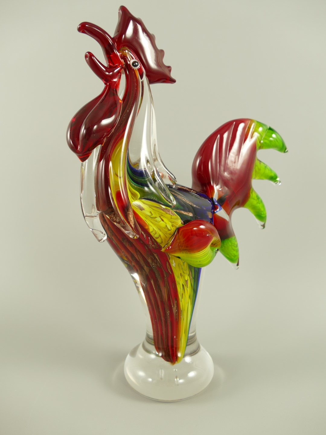 Glasfigur Hahn farbe H.30x23cm