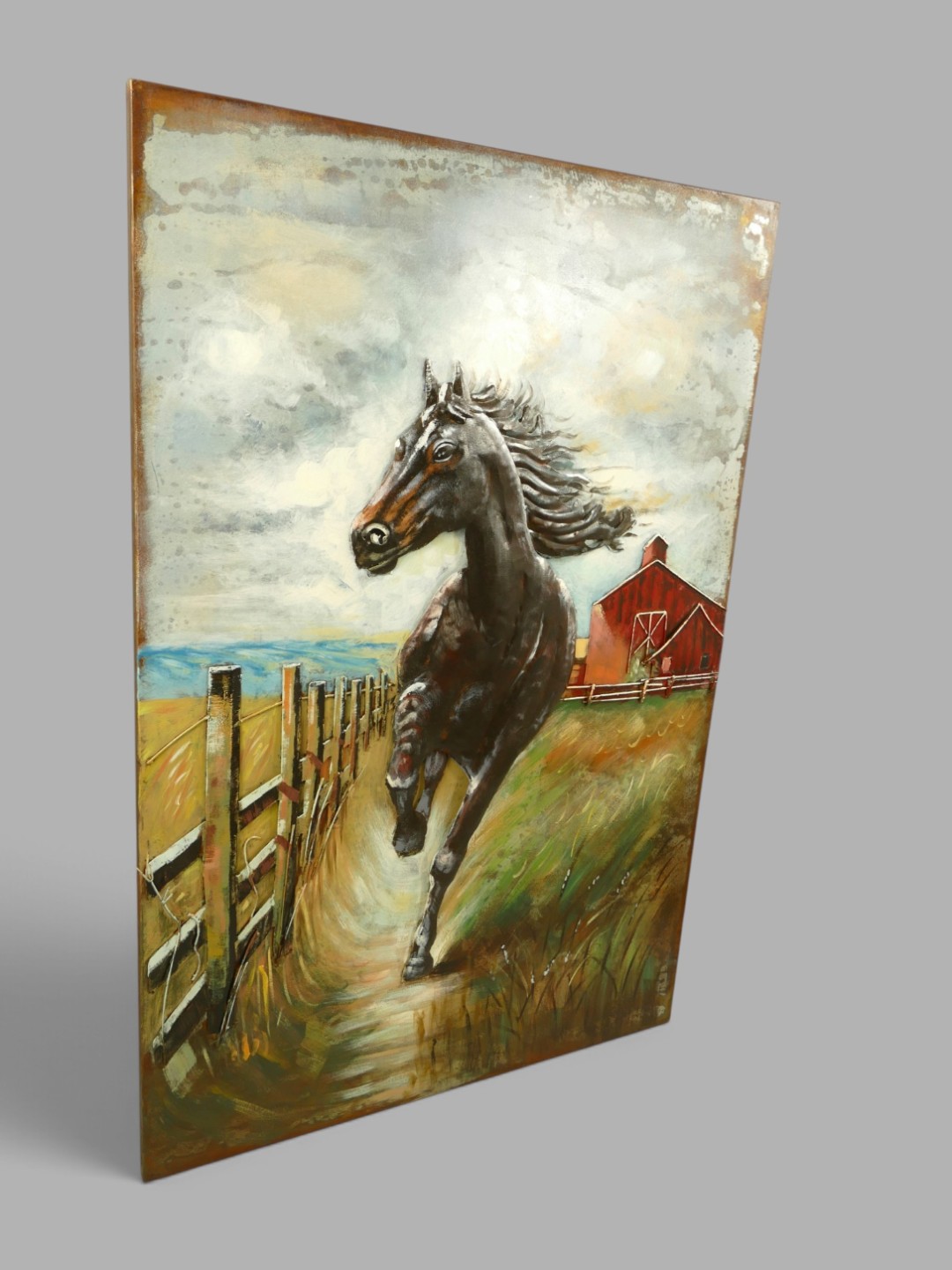 (*) Metallbild (3D) Pferd Eisen H.120x80cm