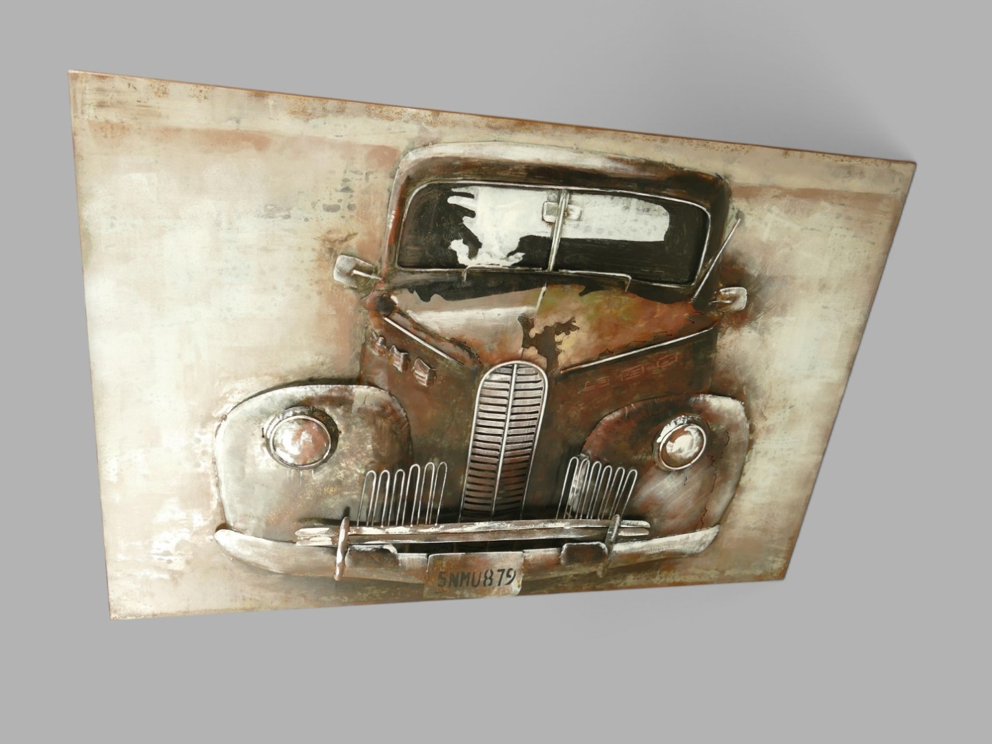 (*) Metallbild (3D) Auto Eisen L.120x80cm