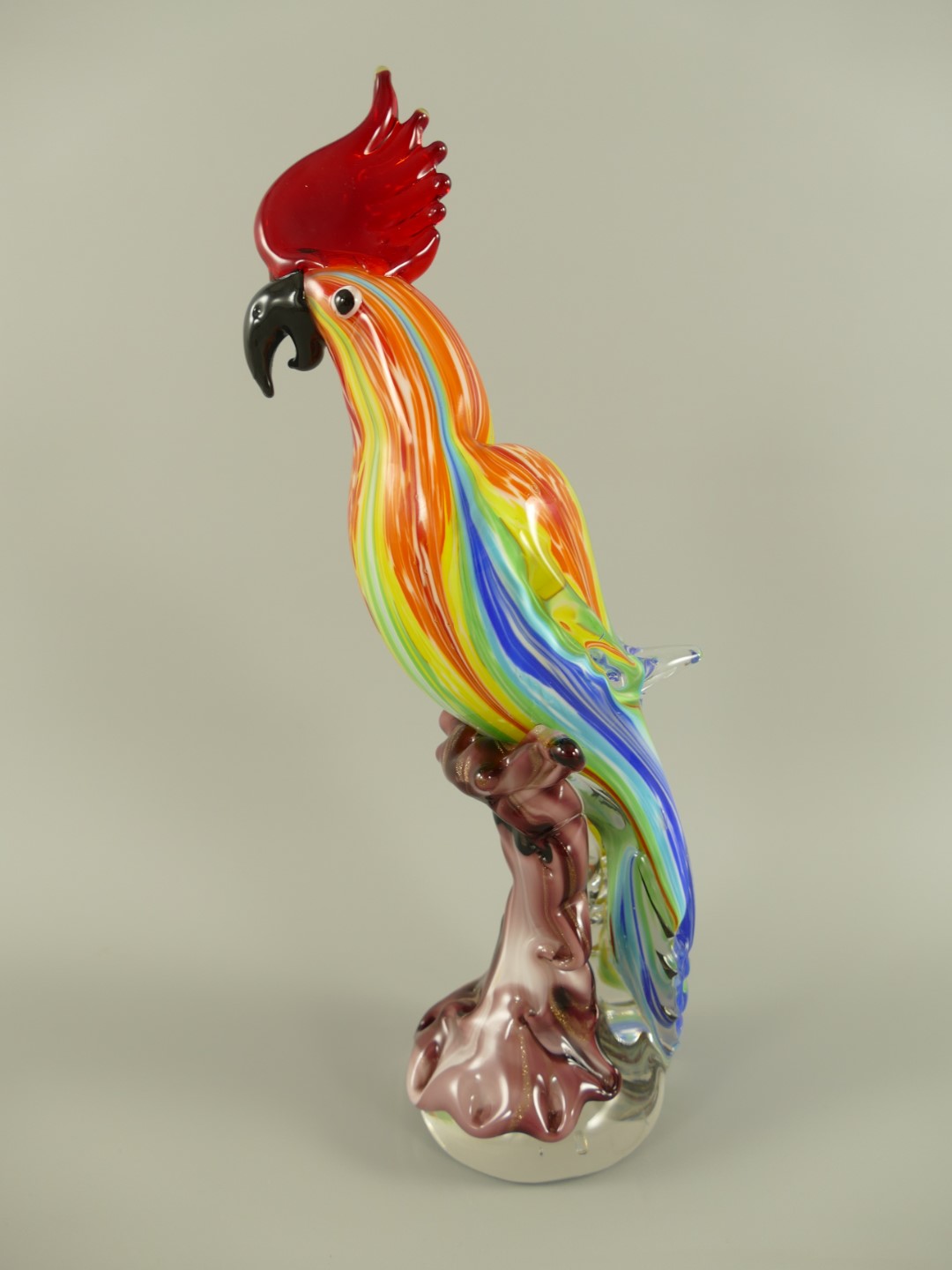 Glasfigur Papagei farbe H.36cm