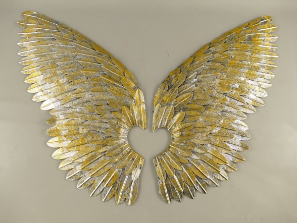 Wanddeko Flügel Eisen gold/silber farb. H.80x110cm