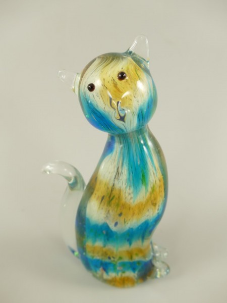 Glasfigur Murano styl Katze farbe H.19x11cm